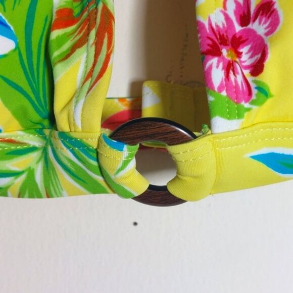 Islander Hawaiian Print Yellow Bikini Top Size 10 NWOT - Picture 5 of 10